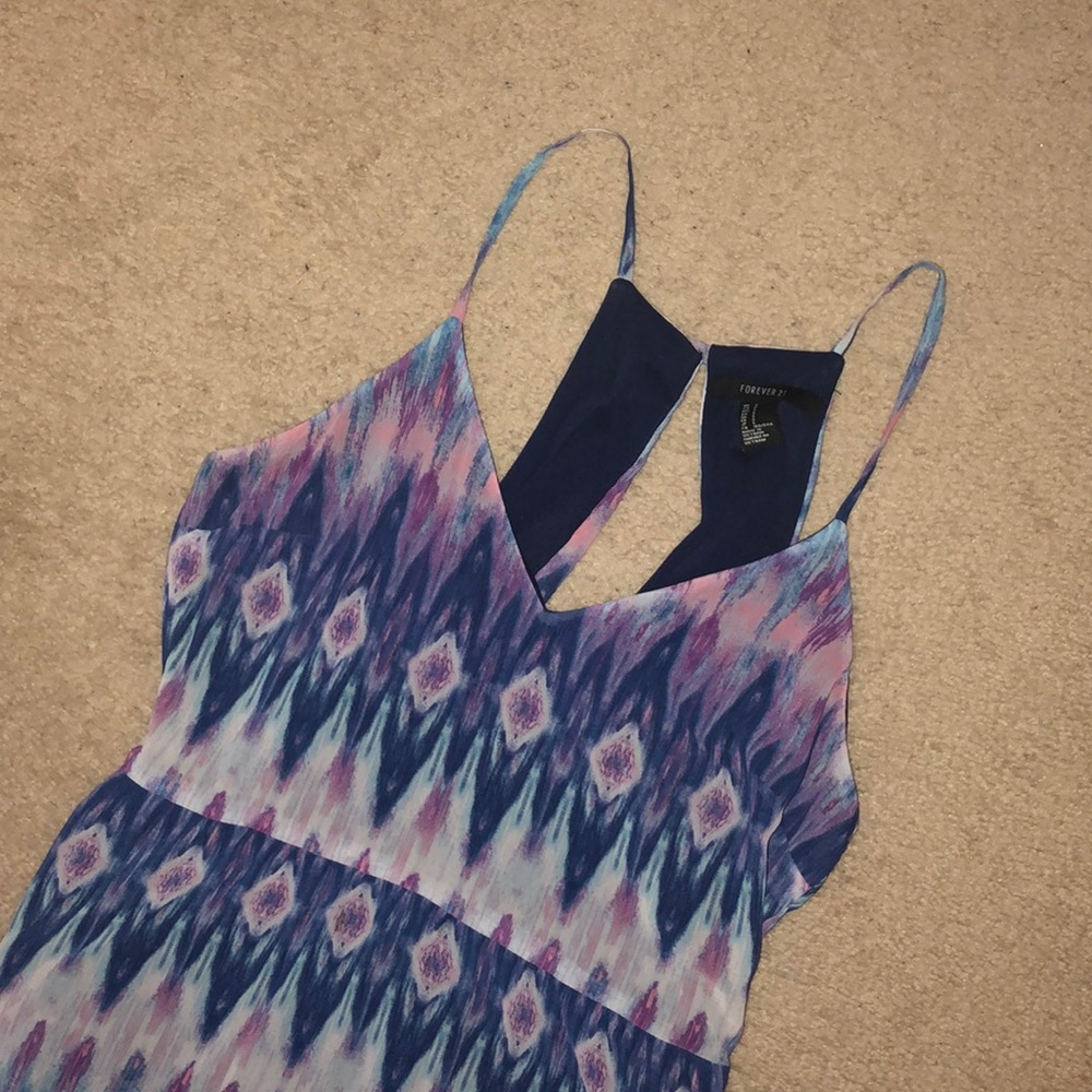 Pink/blue/purple patterned maxi dress